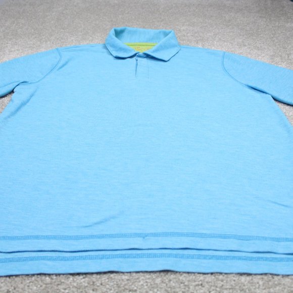 Orvis Trout Bum Polo Shirt Mens Large Blue Polyester/Cotton S/S Pullover - Picture 2 of 13